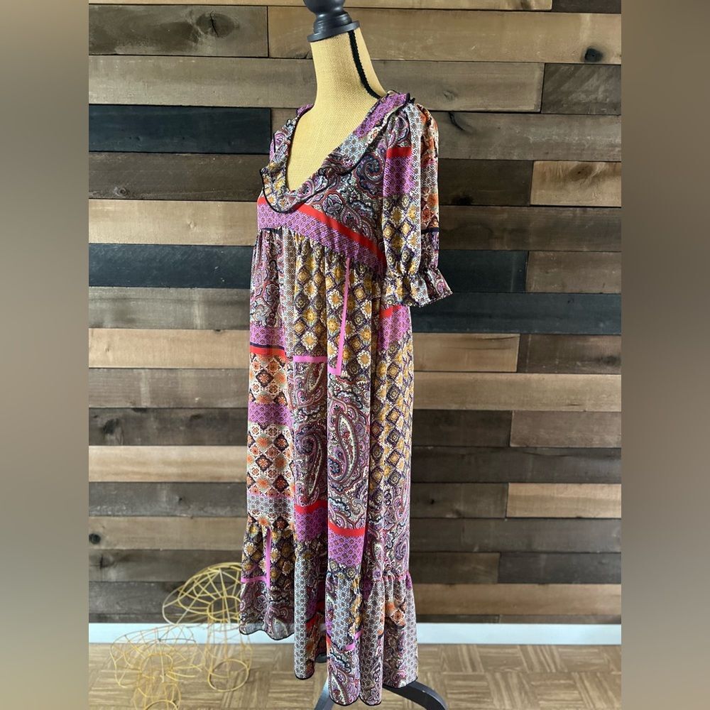 Bohemian Paisley Maxi Dress in Pink and Brown - Picture 3 of 5